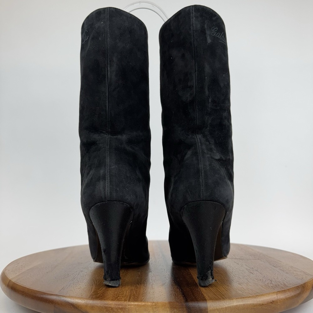 Womens Chanel Black Calfskin‎ Suede Satin Gabrielle Heeled Mid Boots Size EU 36 - Picture 4 of 11
